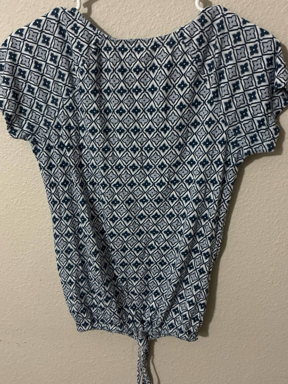 Loft Blue Patterned Drawstring Short-Sleeve Top - Picture 4 of 4